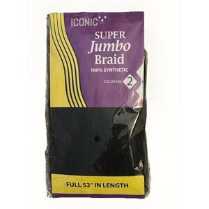 Iconic 100% Synthetic Super Jumbo Braid Hair Color #2 ~ 52" Long